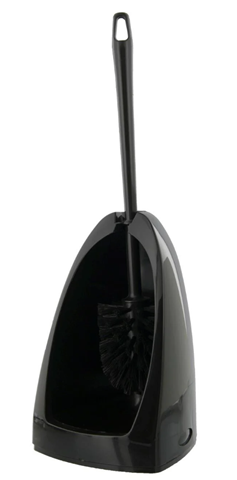 Toiletborstel & houder, hoog model - kunststof - zwart