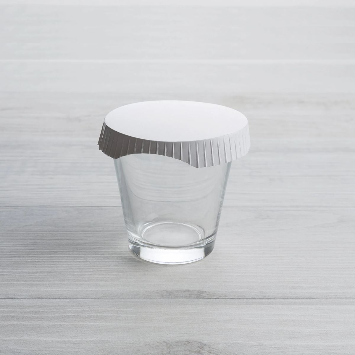 Glass Cover, plooirand - Ø8cm - wit