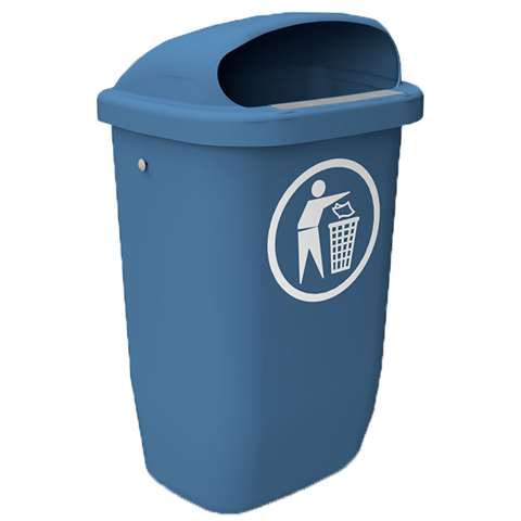 Poubelle extérieure, 50l - 432x340x740mm - bleue