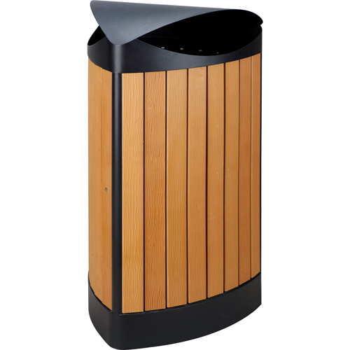 Buitenafvalbak driehoekig, 50x49,5x96cm - 60l - houtlook