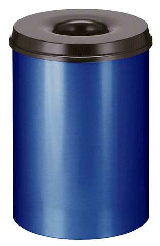 Poubelle anti-feu, Ø335xH470mm - 30l - bleue/noire