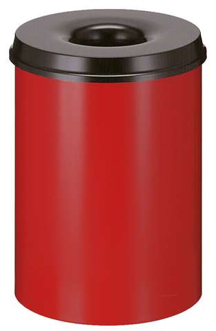 Poubelle anti-feu, Ø335xH470mm - 30l - rouge/noire