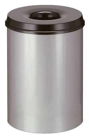 Poubelle anti-feu, Ø335xH470mm - 30l - grise/noire