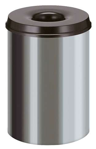 Poubelle anti-feu, Ø335xH470mm - 30l - inox brillant/noire