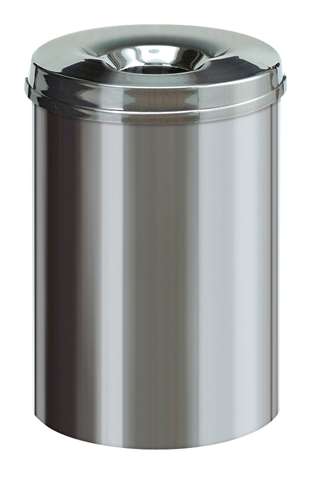 Poubelle anti-feu, Ø335xH470mm - 30l - inox brillant