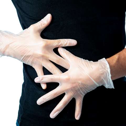 Gants, vinyl - non poudrés - blancs/transp. - L