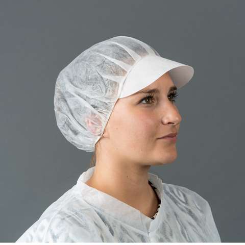 Charlotte avec visière, 20" - non-tissée - blanche