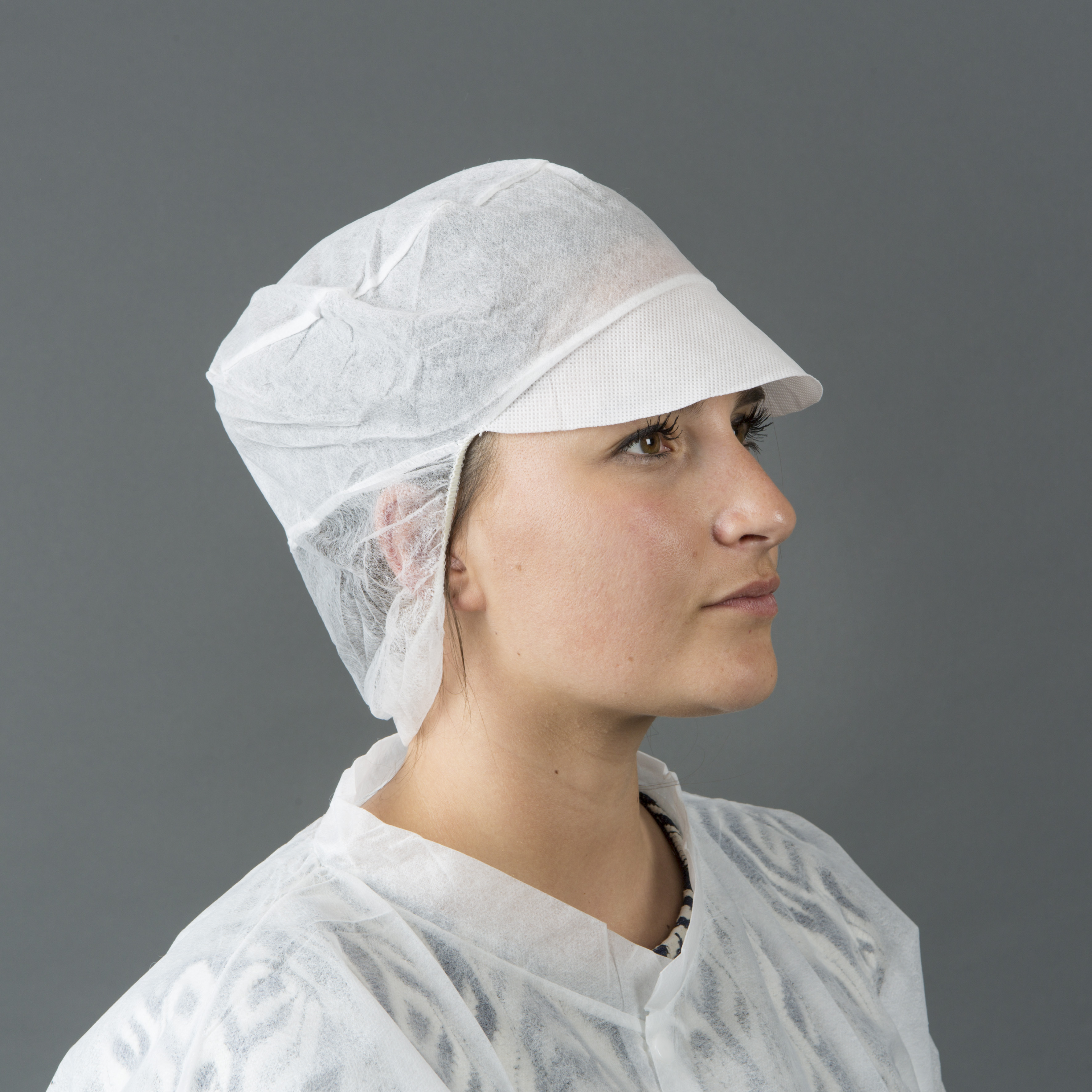 Casquette avec résillé, non tissée - blanche