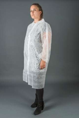 Blouse à boutons pression, non tissée - blanche - S