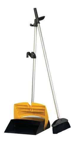 Ramassette + époussette avec long manche, anthracite/jaune