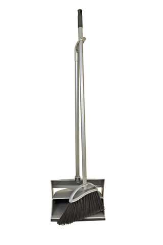 Ramassette + époussette avec long manche, grise