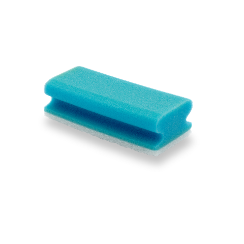 Éponge à récurer avec poignée, 14x7x4,5cm - bleue/blanche