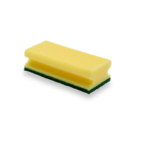 Éponge à récurer avec poignée, 14x7x4,5cm - jaune/verte