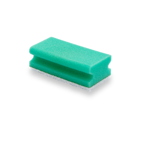 Éponge à récurer avec poignée, 14x7x4,5cm - verte/blanche