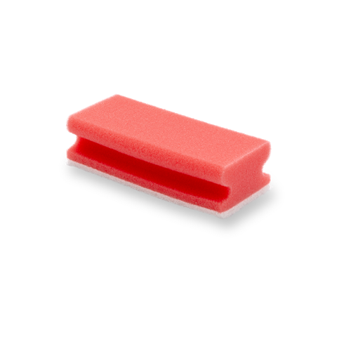 Éponge à récurer avec poignée, 14x7x4,5cm - rouge/blanche