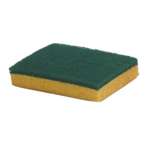 Eponge à récurer, 14x8x2,5cm - jaune/verte