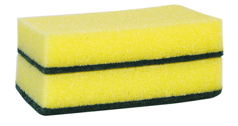 Eponge à récurer, 14x9x2,8cm - jaune/verte