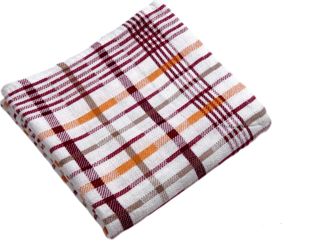 Keukenhanddoek, 65x65cm - 100% katoen - rood/wit