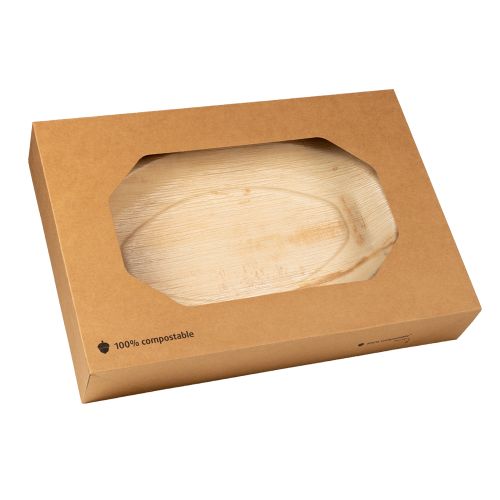 Cateringdoos met venster, 46x32x8cm - kraft/PLA