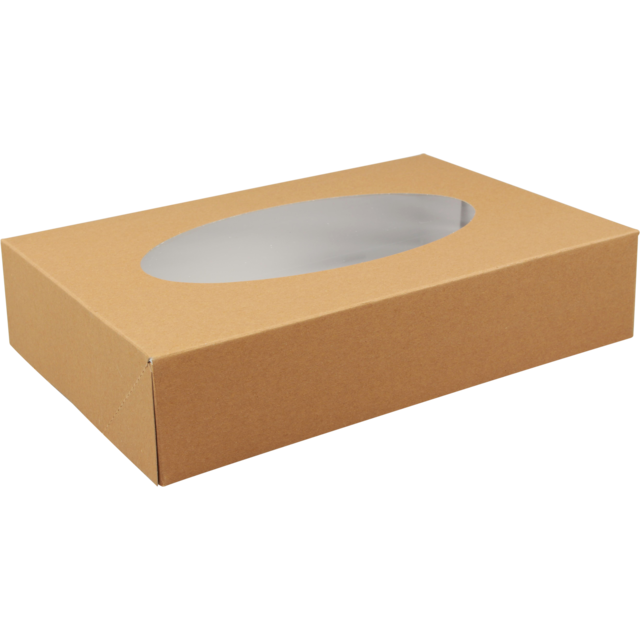Cateringdoos met venster, 36x25x8cm - kraft/PLA