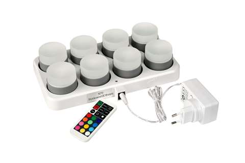 Mini Led-set herlaadbaar, 48xØ50mm - multicolor