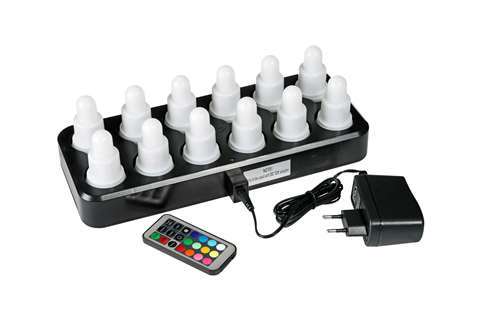 Led-set herlaadbaar, 70xØ40mm - multicolor/wit