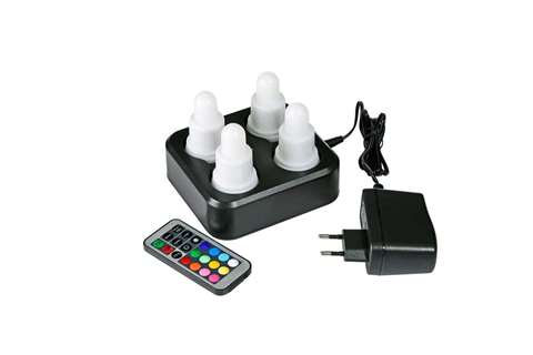 Led-set herlaadbaar, 70xØ40mm - multicolor/wit