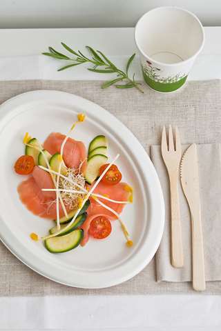 Bord, 19x26cm (ovaal) - suikerriet - wit