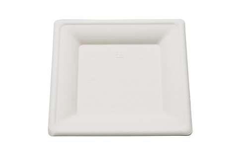 Bord, 16x16cm - suikerriet - wit