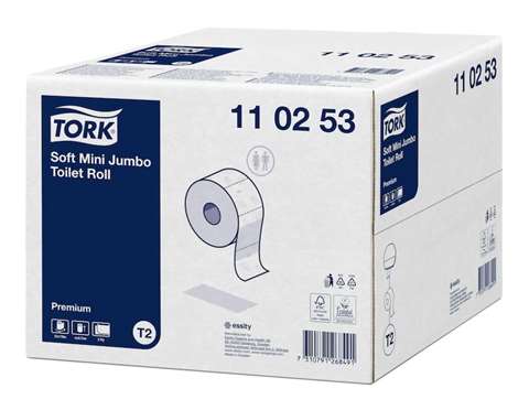 Tork papier toilette Soft mini jumbo, 2 plis - blanc (T2)