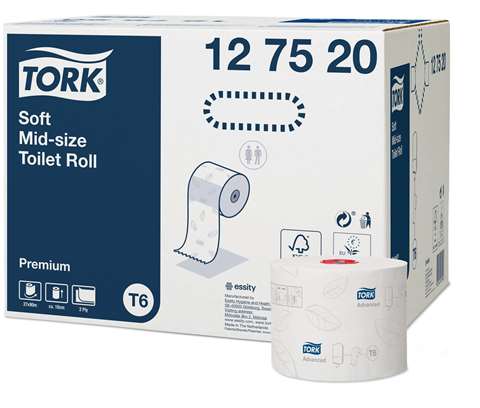 Tork Soft Mid-Size Toilet Roll Premium, 2-laags - wit (T6)